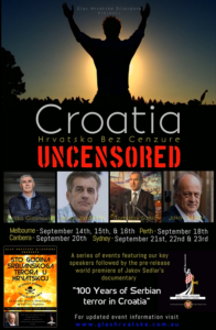 Melbourne "Croatia Uncensored Forum" & "100 years of Serbian Terror in Croatia" @ Alex Theatre St Kilda